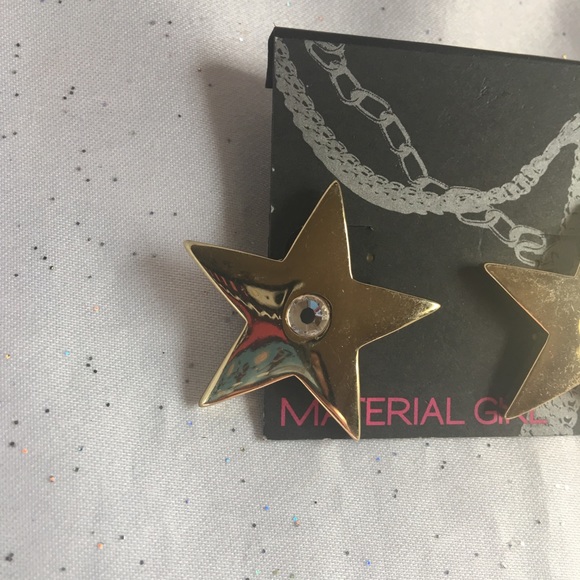 Material Girl Goldtone Large Star Crystal Earrings - Picture 4 of 4